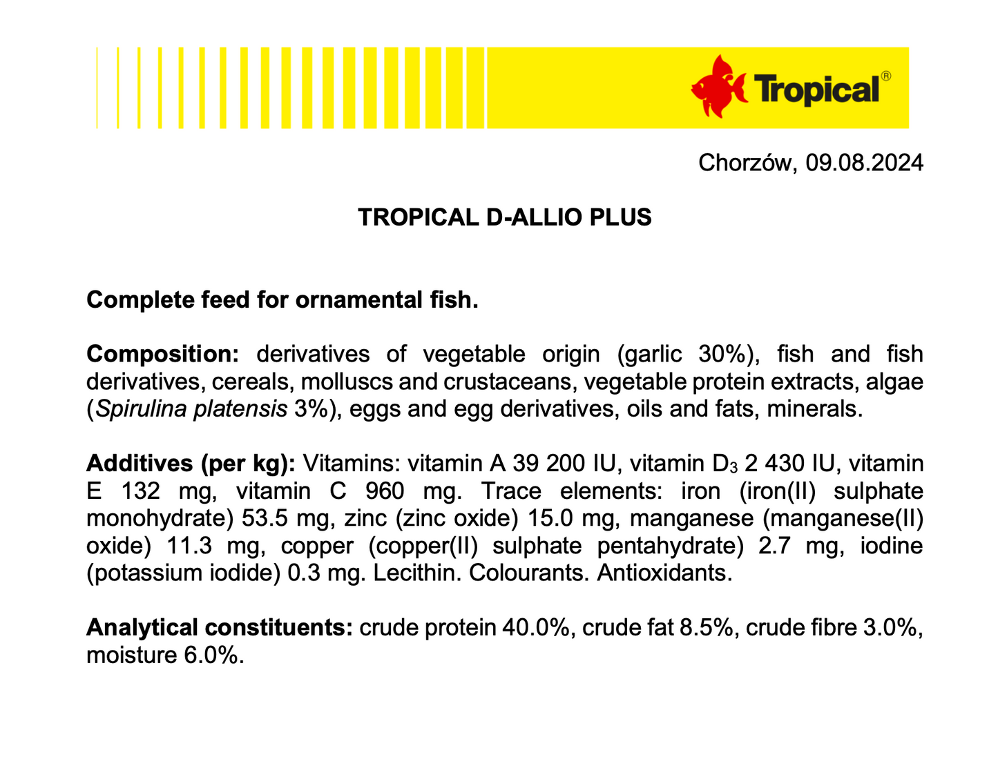 Tropical D-Allio Plus Flakes (3.5oz)