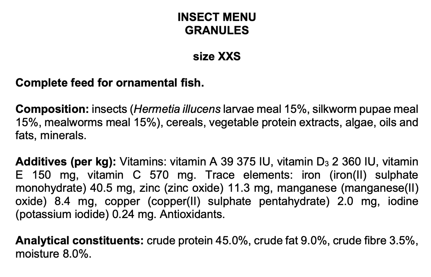 Tropical Insect Menu Granules XXS (2.3oz)